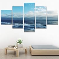 SIGNWIN 5 Panel Canvas Wall Art Coastal Scenery for Home Decorations Ready to Hang - 60