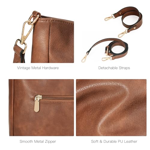Bolso Hobo de cuero suave para mujer miniatura 6