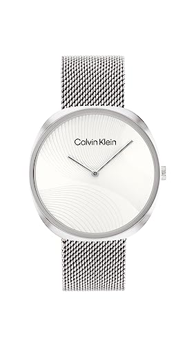 Calvin Klein Orologio Analogico al Quarzo da Donna Collezione SCULPT con Cinturino in Maglia Metallica in Acciaio Inossidabile Argentato -...