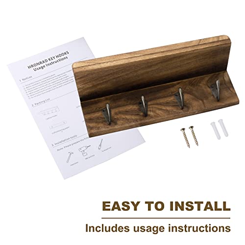 Hronrad Rustic Key Holder For Wall, Farmhouse Wall Shelf With 4 Hooks, Wall Mounted Key Racks, Wooden Mail Organizer With Hooks For Entryway #TOP6