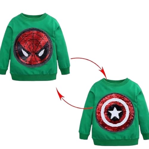 Quenny Children's Sweater, Cartoon Long Sleeve Reversible Sequin T-Shirt2