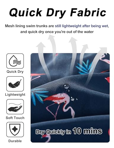 Image of BOJIN Mens Swim Trunks 9 inch Quick Dry Stretch Swim Shorts Mesh Lining Bathing Suits Swimwear Beach Shorts with Pockets