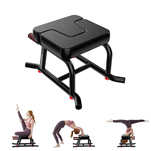 Yoga Kopfstand Bank, Bequemer Kopfstandhocker mit Weichem PU-Lederpolster und 200 Kg Gewichtskapazität Ideal, Multifunktionale Assistierte Fitnessgeräte für Training und Übung (Schwarz)