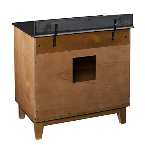 Ridglea Bath Vanity Sink - Natural Granite Countertop - Dark Age Wood Finish #TOP4