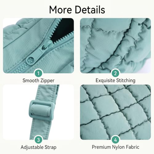 Image of Puffer Crossbody Hobo Bag for Women Nylon Quilted Purse Lightweight Shoulder Handbag with Adjustable Strap
