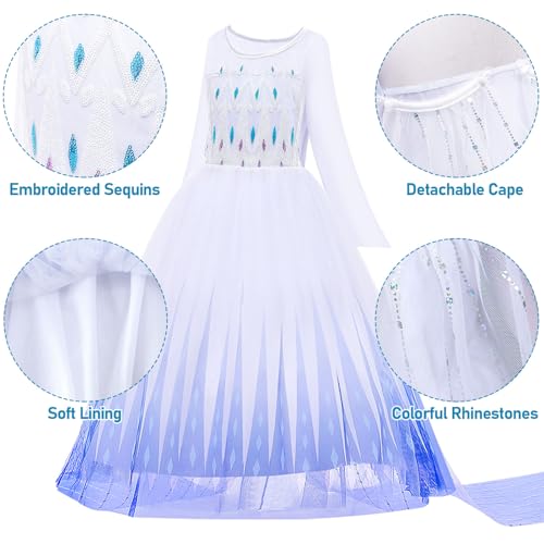 G.C Elsa Dress Costume For Girls Toddler Princess Dress Up Clothes With Toys Crown Wig Wand Accessories Halloween Cosplay thumb #3