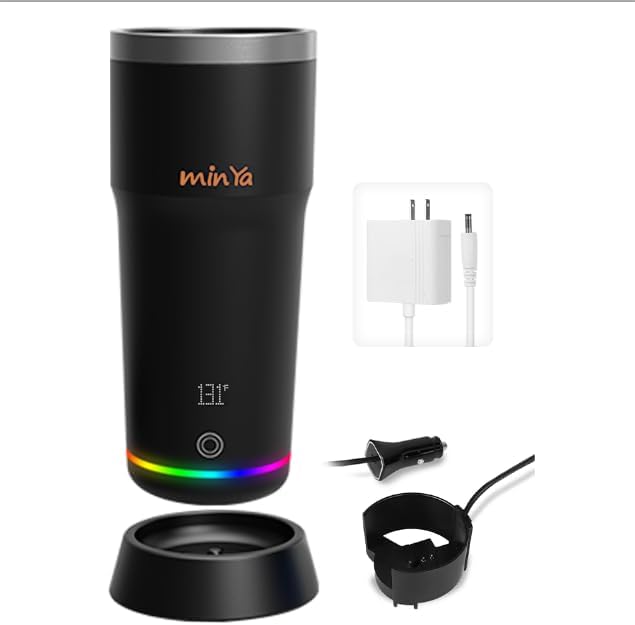 min Ya-Stainless Steel Heating Temperature Control Smart Tumbler and Car Coaster Product Bundle