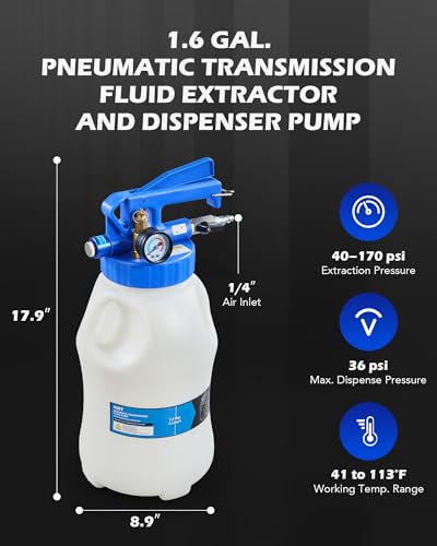 Orion Motor Tech FBA-BBTC003N1 Oil Extractor Pump And Dispenser Tool Kit, 6L Pneumatic Transmission Fluid Bleeder Set thumb #4