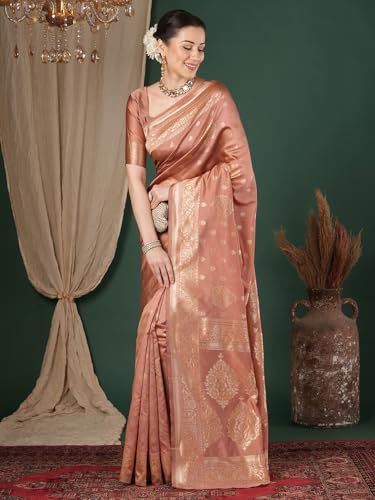 Image of AKHILAM Women's Kanjivaram Pure Soft Silk Saree For Women Saree With Unstitched Blouse Piece |Soft banarasi saree for women|silk saree pure silk