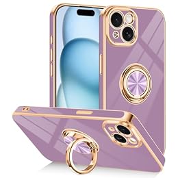 Tnarru Designed for iPhone 15 Case with Ring Stand Slim Purple