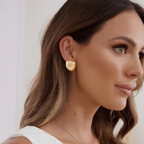 Polished Twisted Stud Earrings for Women Gold Silver Chunky Studs Earrings for Birthday Jewelry2