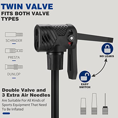 West Biking Bike Pump With Pressure Gauge - Bicycle Air Pump For All Valves - 11 Bar / 160 Psi Bike Floor Pump - Bike Tire Pump For E-Bikes, Mountain Bikes - Bicycle Pump For Presta Valve Adapter #TOP5