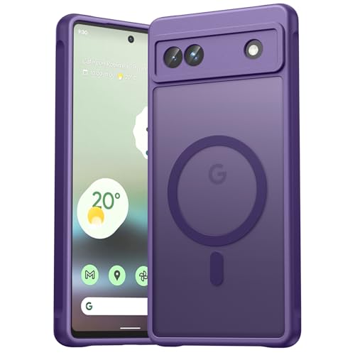 EASDNB für Google Pixel 6A Hülle für Magsafe Magnetisch Handyhülle für Pixel 6A Case Kameraschutz Stoßfeste Kratzfeste Durchscheinende Schutzhülle für Google 6A Lila