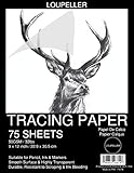 LOUPELLER 9” x 12” Tracing Paper Pad – 75 Sheets of 32lb / 50g – Wrinkle Free Highly Transparent Tra