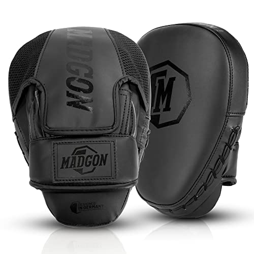 MADGON Manoplas de Boxeo y Artes Marciales con Acolchado de Ideal para Absorción Óptima de Impactos – Guantes de Boxeo para Artes Marciales, Kick Boxing, Boxeo en Casa - 1 Par - Bolsa Incluida