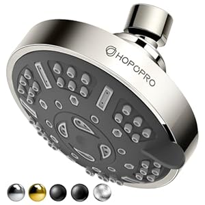 HOPOPRO Upgraded 9 Settings High Pressure Shower Head, NBC News Recommended Brand Fixed Showerhead Bathroom Showerhead Multi-functional Rainfall Showerhead for Low Water Flow (Brushed Nickel)