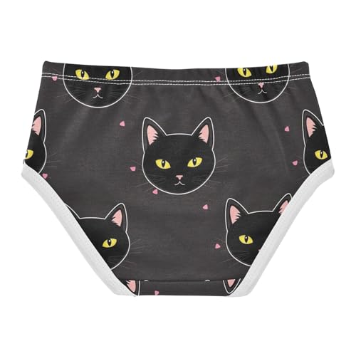Toddler Girl Briefs, Black Cat Yellow Eyes Cotton Underwear Girls, 2T–8 Years2
