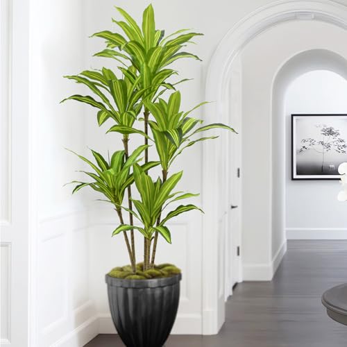 Faux Dracaena Tree 5ft(60in) Artificial Plant with Realistic Leaves and