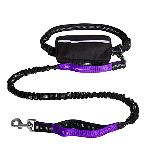 VariousHK Dog running Lead Hands Free Dog Walking Belt Hands Free Dog Lead for Running Dog Running Waist Leash Adjustable Waist Belt Reflective Stitches for Running Walking Training Hiking (purple)