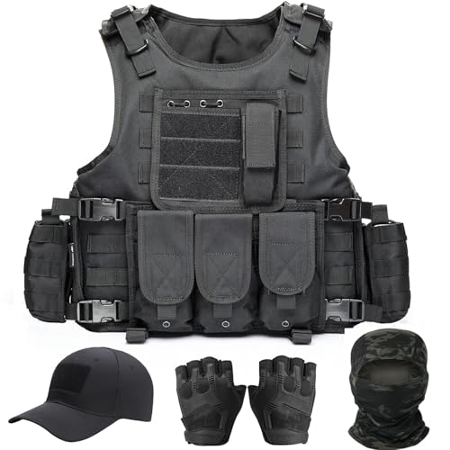 VPZenar Tactical Airsoft Vest, Black Lightweight...