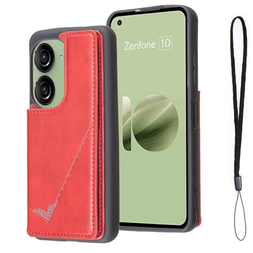 �yOULO1�zZENFONE10/Zenfone9 �p �P�[�X �蒠�^ �J�[�h���[ �X�}�z�P�[�X�i���b�h�j�[���t�H�� 9/10 �|�P�b �ϏՌ� �y�� ���� �w�� IC �J�[�h���� �J�o�\ ���z�^ �J�o�[ zenfone10 RED