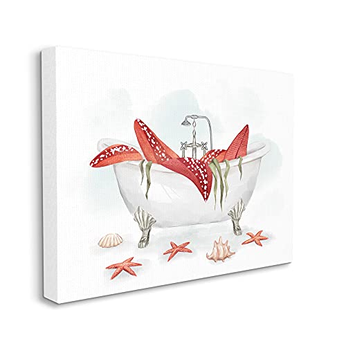 Image of Stupell Industries Large Red Starfish Ocean Inspired Claw Bath Tub