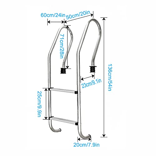 Escalera para piscina de acero inoxidable 2 peldaños antideslizante miniatura 6