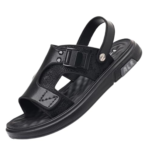 Sandalias Cuero Con Punta Abierta Caminar. Sandalias Deportivas Informales Sin Cordones Para Hombre Con Soporte De Arco Ajustable Para Playa Verano, Ligeras Suela Suave Y Transpirables(39 EU)