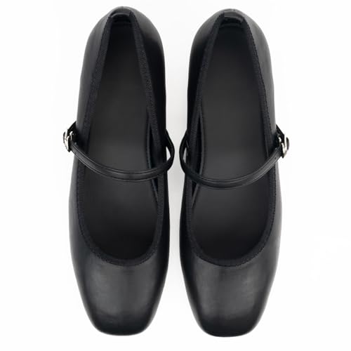 Taytoe Women's Retro Mary Jane Flats, Square Toe, Comfortable Work Shoes with Adjustable Strap, Perfect for Office, Casual4