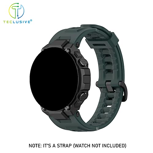 Image of T TECLUSIVE Soft Silicone Strap Band Compatible with Amazfit T-Rex /Amazfit Trex Pro | Adjustable Silicone Rubber Band with Installation Tools for T Rex Pro (Green)