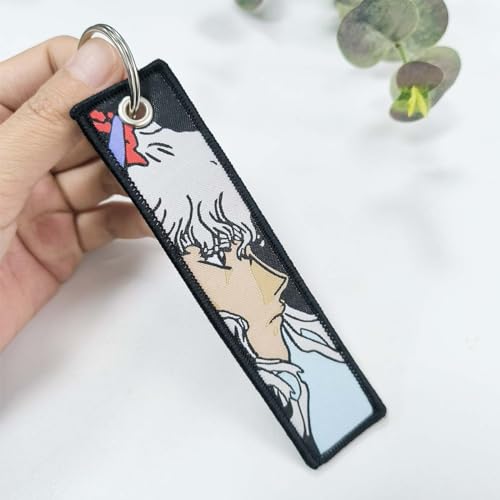 Image of 1 Pack Anime Keychain Tag Jet Tag Key Chain Cartoon Embroidered with Key Ring for Motorcycles Car Accessories