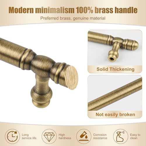 AQKKNY 2 Pack Matt Bronze Solid Brass Cabinet Handles,Kitchen Drawer Pulls, 5 Inches Furniture Door Handles for Cupboard Bedroom Wardrobe(Antique) by AQKKNY - Used condition - Image 2