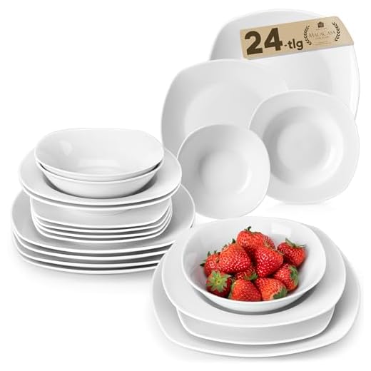 MALACASA, Elisa-serien, porslinsbordservering med 36 stycken Kombinationstjänst med 6 kaffekoppar, 6 fat, 6 efterrättstallrikar, 6 soppfat, 6 tallrikar och 6 mysliskålar för 6 personer