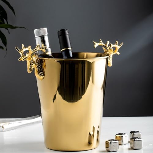 Cubo de hielo de metal con asa para mantener frías tus botellas de vino y bebidas 4