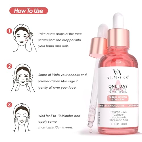 AA almoes ALMOES SERUM 20% Vitamin C,Alpha Arbutin, Polyglutamic acid,hyaluronic acid, Vit E,Collagen,Pore-minimizing formula, Hydrating Face & Eye Serum 1 Fl Oz