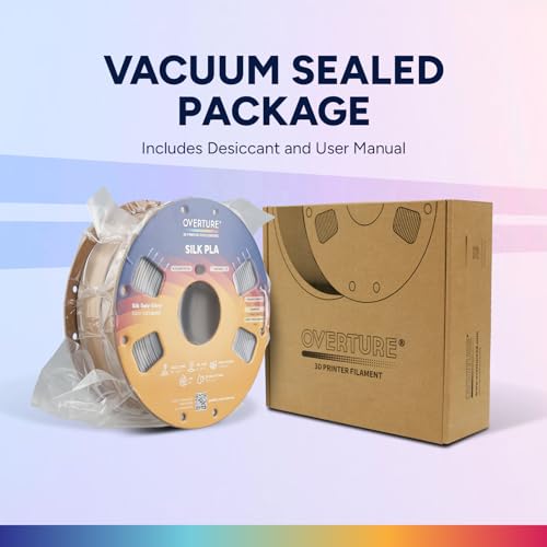 Image of OVERTURE Silk PLA Dual Color Filament 1.75mm, Bi-Color Shiny PLA Finish, Smooth & Glossy, 1kg Spool (2.2lbs), Ideal for Cosplay Jewelry & Home Decor (Silk Red-Gold)