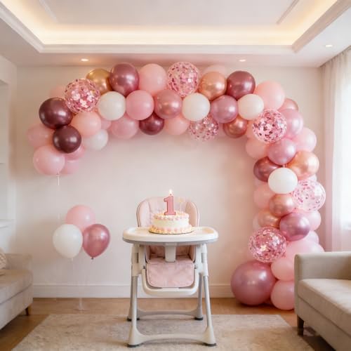 Image of Light Pink Balloons, 60Pcs 12in Pink and White Balloons | Latex Balloons for Girls Birthday Wedding Bridal Shower Decorations