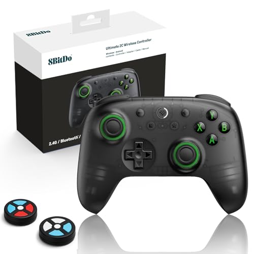 Image of 8Bitdo Ultimate 2C Wireless Controller for Windows PC and Android, with 1000 Hz Polling Rate, Hall Effect Joysticks and Triggers, and Remappable L4 /R4 Bumpers (Transparent Black)