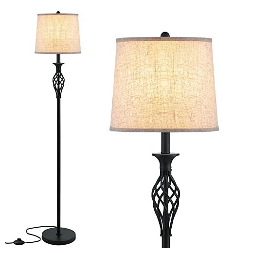 LED Floor Lamp, Ambimall Classic Standing Lamp with Twist Design, Vintage Tall Pole Lamp for Bedroom Living Room Kitchen Office Dinning Room Reading, Rustic Upright Floor Light for Home Decor