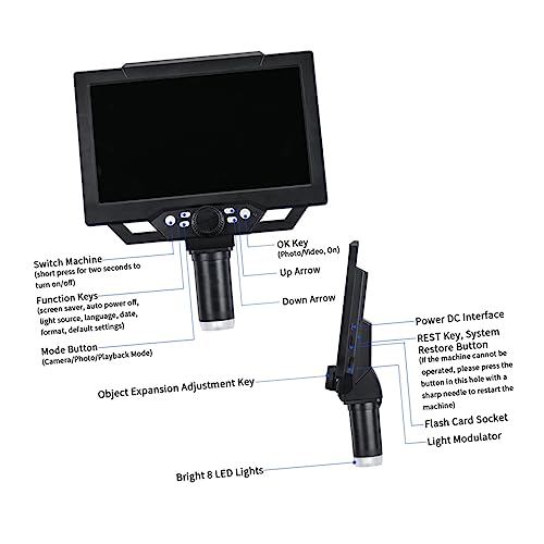 Microscope numérique portable USB 12 MP écran LCD 9 pour loupe à pièces et électronique - 7