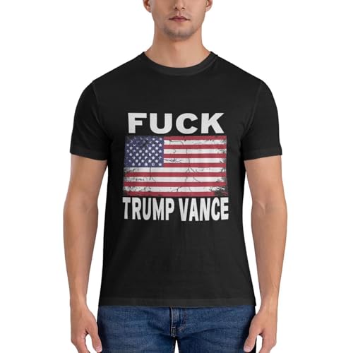 Fuck Trump Vance Anti Donald Trump Vance Herren T-Shirt Klassisches Kurzarm-T-Shirt aus Baumwolle