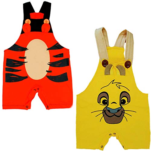 Kit Jardineira de Bebe Safari Tematico Animais Tigre e Leao Cor:Colorido;Tamanho:P