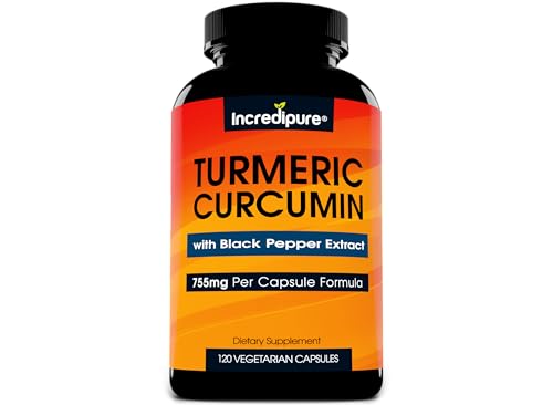 Turmeric Curcumin Supplement with Black Pepper Extract - 755mg Per Capsule, 120 Veggie Caps by Curcumin Incredipure