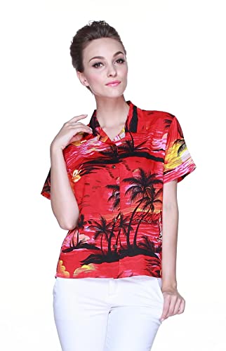 Image of Hawaii Hangover Family Matching Hawaiian Clothes, Sunset Red | Family matching Hawaiian outfits, Sunset Red, lightweight rayon, machine washable, tropical floral print, luaus, cruises