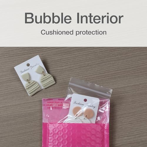 Image of Quality Park Bubble Mailers, 4 x 8 Shipping Envelopes, Self-Seal, Small Pink Padded Envelopes, Redi-Strip Peel Off Closure, 50 Per Box (QUA85917)