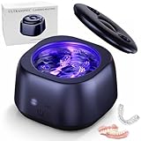 Ultrasonic Retainer Cleaner Machine 48kHz Denture Cleaning Pod, 280ML Dental Deep Cleaning Pod for Dentures, Aligners, Invisalign, Mouth Guards, Night Guards, Jewelry, Toothbrush (blue)