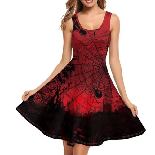 Image of Women Stylish Tank Dresses Sleeveless Round Neck Midi Casual Dress with Pocket for Summer