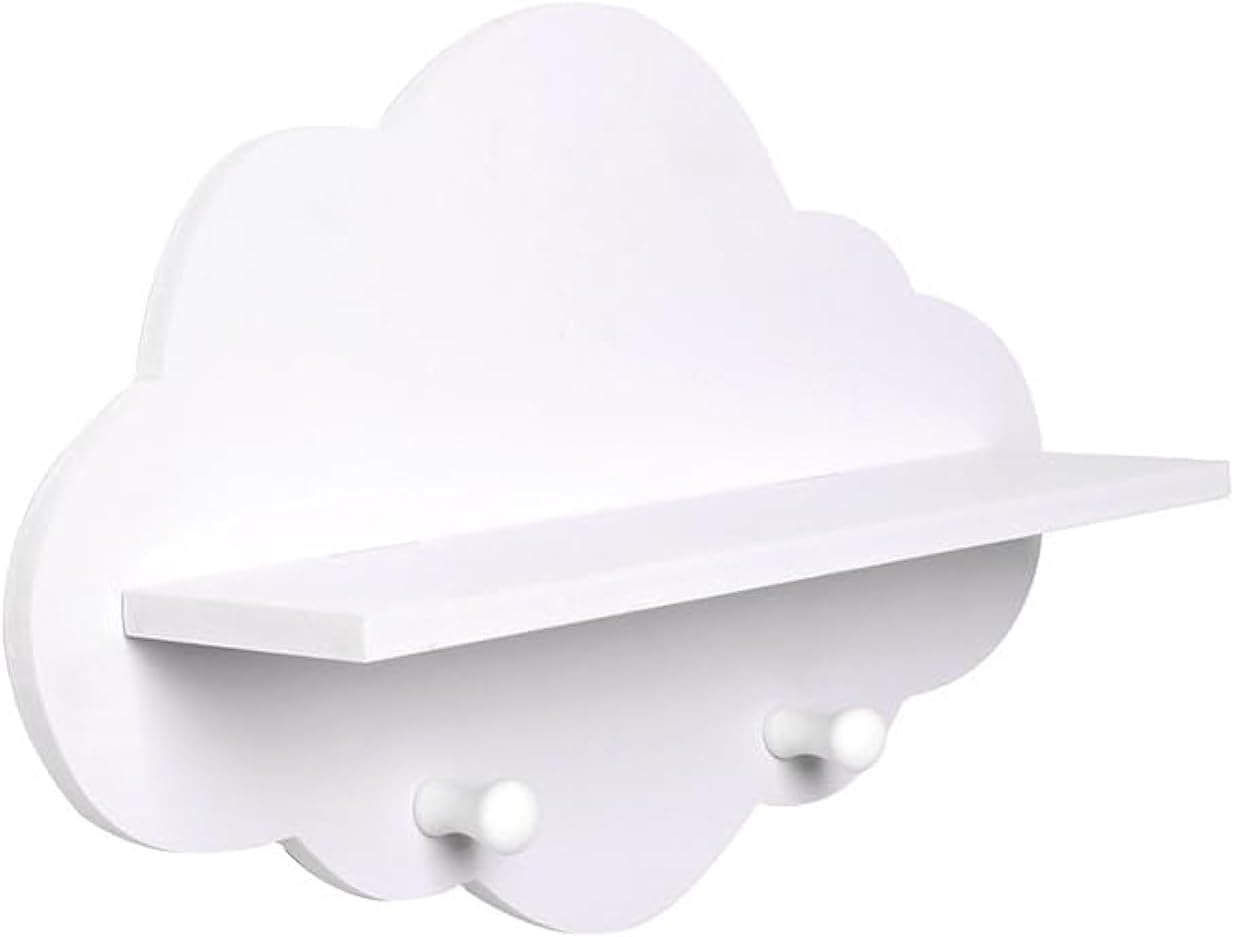 THE WHITE SHOP Floating Cloud Shelf for Kids Room or Cloud Decor,Durable, Stylish & Easy Installation, for Kids Nursery & Bedroom Cloud Room Decor, White