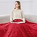 BEDELITE Blankets Queen Size for Bed, 300GSM Soft & Warm Fleece Blanket, Decorative and Giftable Striped Red Blankets for Women, Men, 90