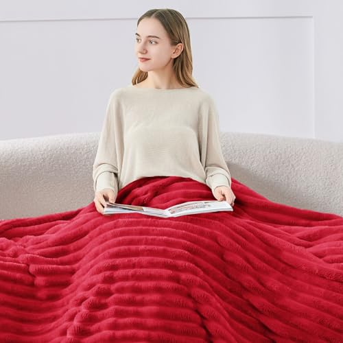 Image of BEDELITE Ribbe Blankets Queen Size for Bed, Red, 90 inchx90 inch
